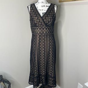 LOFT Midi Black Lace Dress 8
